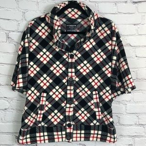 LIZ CLAIBORNE ACTIVE FLEECE PLAID RED/BLACK PONCHO/CAPE SIZE (L)